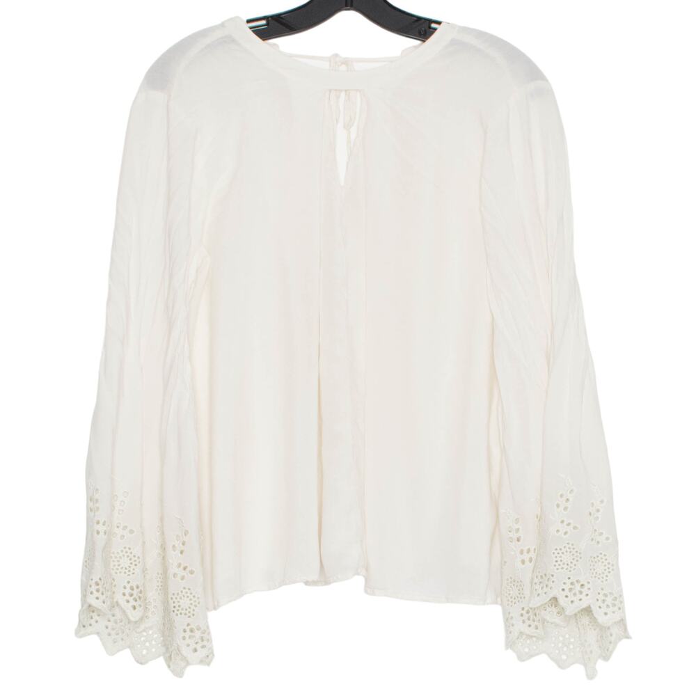 Umgee Top Boho Peasant Bell Sleeve Embroidered Eyelet Cottagecore Festival Small